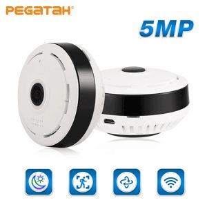 Cameras 5MP / 3MP 360 Panoramic WiFi Camera IP Lamp Vision Night Vision bidirectionnelle Audio CAM CAM FISHEYE Bulbe CCTV sans fil CCTV