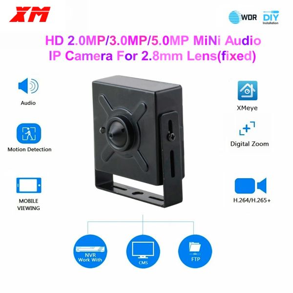 Cámaras 5MP 4MP 3MP Poe Audio IP Camera H.265 2.8 mm Cámara IP Mini CCTV para Poe NVR Sistema Interior de seguridad en el hogar Vigilancia