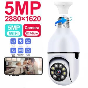 Caméras 5MP E27 Bulbe Caméra WiFi Video Indoor Sécurité Home Security Baby Monitor Full Color Vision Night Ai Auto Human Tracking