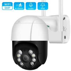 Cameras 5MP PTZ WiFi Camera Outdoor HD 1080p 4x Zoom AI Détection humain Tracking WiFi IP Camera 2MP Couleur IR Vision nocturne CCTV