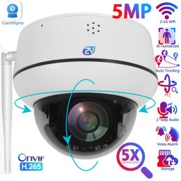 Cameras 5MP WiFi Dome PTZ Camera 5x Optical Zoom Caméra Humanoid Tracking Twoway Talk Wireless Home Sécurité Home Sécurité Caméras