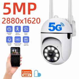 Caméras 5MP WiFi IP Camera Outdoor 4X Digital Zoom Wireless Security Surveillance Camera AI Tracking Human Twoway Audio Night Color Cam