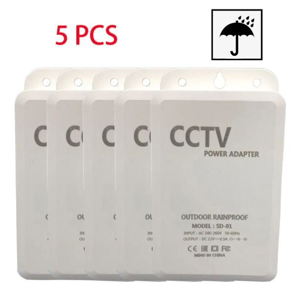 Cameras 5pcs Outdoor Imperproofr DC 12V 2.5A Adaptateur d'alimentation pour l'entrée 110v240V pour CCTV Security Camera PTZ WiFi IP Camera Expédition rapide