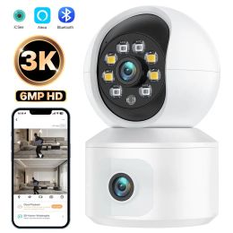 Camera's 6MP WiFi IP Camera Dual Lens Dual Screen Baby Monitor Home Security Camera PTZ Auto Tracking CCTV Video Surveillance ICSEE