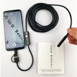 Caméras 720p USB Endoscope Camera 8 mm Len 6 LEDS 3 IN 1 TYPEC Android PC 10m Caméra d'inspection de pipeline imperméable Android PC Android PC 10m