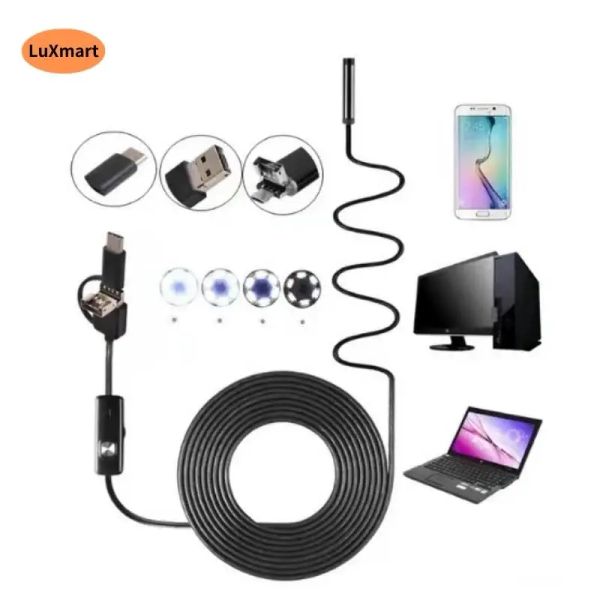 Cameras 8,0 mm 3 en 1 720p Android Phone Endoscope Camera 10m micro USB Video Mini Pipe Inspection Dark Hole Vérifier le borescope avec 8 LED