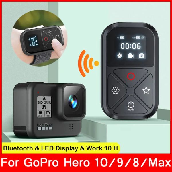 Cámaras 80m Controlador remoto Bluetooth para GoPro Hero 10 9 8 7 Black GoPro Max Smart Wifi Control Wnist Band de la banda Sports Accesorios