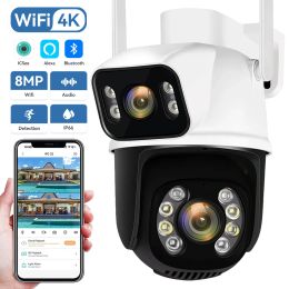 Camera's 8mp 4K Dual Lens WiFi Ptz Camera Smart Home Night Vision Dual Screen Outdoor 6MP Beveiligingsbescherming CCTV IP Camera ICSEE -app