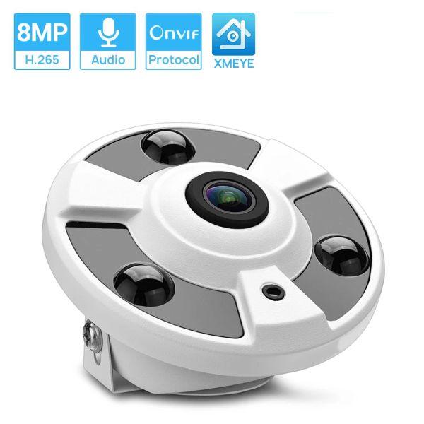 Caméras 8MP 4K IP Camera 1,7 mm Fisheye Lens 5MP Panoramic IP Motion Motion Detection Audio Record Xmeye pourrait H.265 Sécurité CCTV