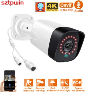 Cameras 8MP 4K POE IP CAMERIE ONVIF H.265 Audio CCTV Bullet 5MP Face Detection étanche IP66 Sécurité extérieure NVR Video Recorder XMeye