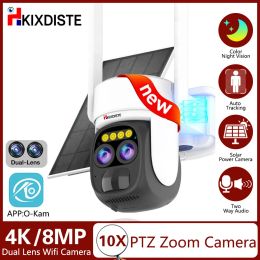 Cameras 8MP 4K SOLAR WIRESS WiFi Camera WiFi OUTDOOR 10X PTZ ZOOM BINOCULAL SECTION CAMERIE BATTERIE IP CAMERA IP CAMERA VIDÉO DUAL LENS