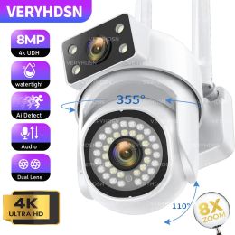 Camera's 8mp 5G PTZ Dual Lens Camera WiFi ip beveiligingsbewaking Dual Screen Video Full Color Night Vision Outdoor 6MP Camera's 8x Zoom