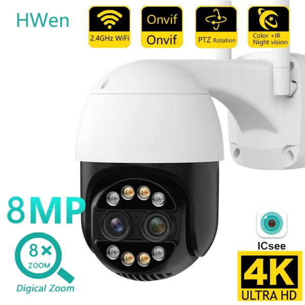 Caméras 8MP PTZ WiFi Camera Dual Lens Vision Night DÉTECTION humaine 8x Zoom Digital CCTV CAME DE SURVEILLANCEMENT 4MP CAMERIE IP SÉCURITÉE 4MP