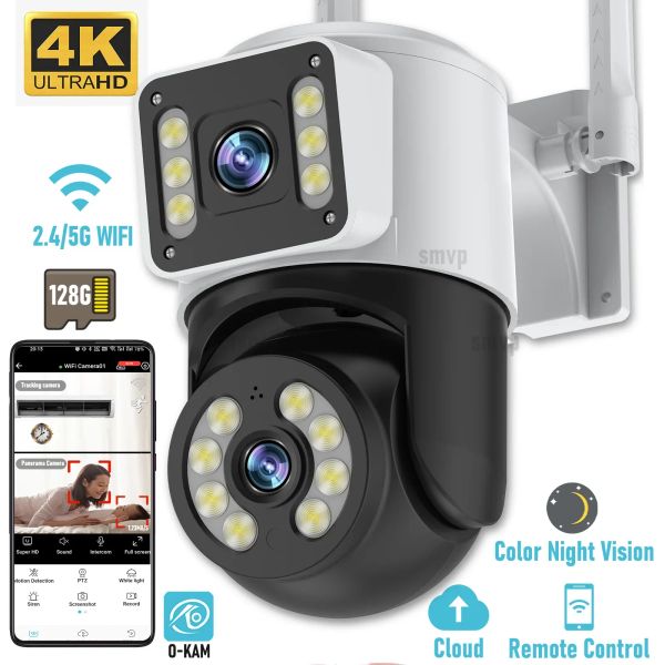 Caméras 8MP Caméras de sécurité sans fil avec double écran AI Suivi automatique de sécurité en plein air CCTV CAME CAME CAME OKAM