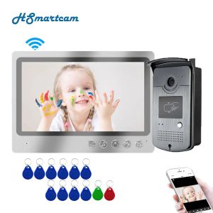 Cameras Screen de 9 pouces Interphone System Villa Video Interphone System application WiFi Door cloche avec RFID Keyfobs Door Bell Camera Unlock Control