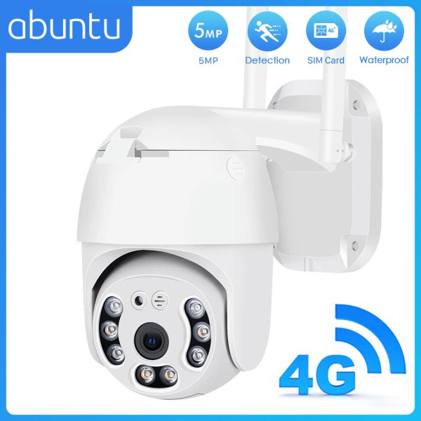 Cámaras abuntu 4g Cámara SIM Tarjeta SIM WiFi H.265 Cámara inalámbrica Seguridad Auto Seguimiento automático 1080p Vigilancia de cámara CCTV con tarjeta SD