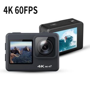 Caméras Action Caméra 4K 60FPS 24MP WiFi 2.0 Touchez le double écran 170D Casque de commande à distance Go Imperproofr Pro Video Recording Camera Sport