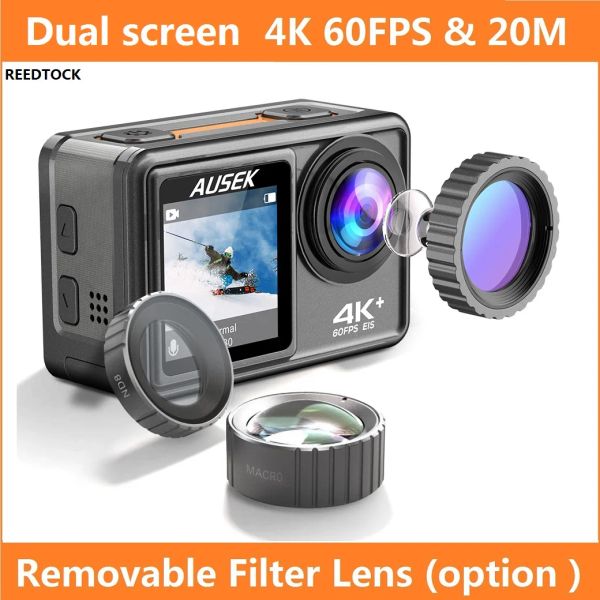 Caméras Action Caméra 4k 60fps double écran 20MP EIS WiFi Télécommande étanche.