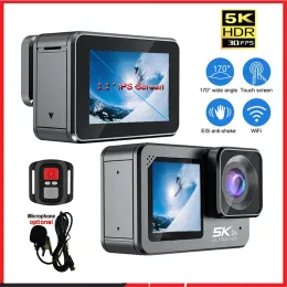 Cameras Action Camera 5K30FPS 4K60FPS 48MP 2.2 Touch LCD EIS double écran WiFi 170D Télécommande imperméable 8x Zoom Go Sports Pro Cam