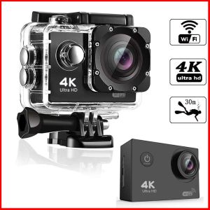 Caméras Action Caméra Ultra HD 4K WiFi 2,0nch écran 140d sous-marin 30m Go Imperproof Pro casque Video enregistrement des caméras sportives CAM SPORT