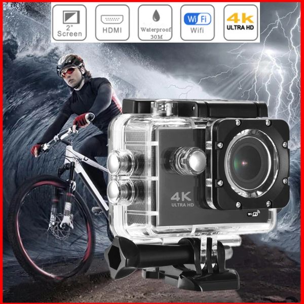 Cámaras Cámara de acción Ultra HD 4K Wifi 2.0 pulgadas Pantalla 170d bajo agua 30m Go Waterproof Water Pro Helmet Video Recording Camera Sport Cam
