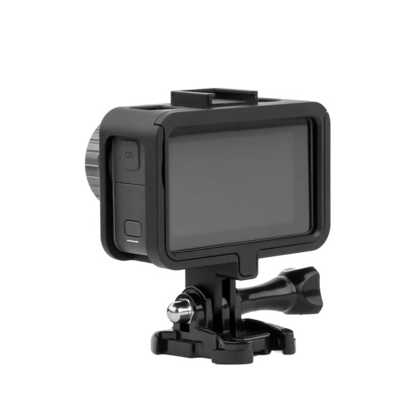 Cámaras Adaptador de caja de jaula de vlog de aleación de aluminio para DJI OSMO Acción Camina de la cámara Carabal de carcasa con zapatilla fría para micrófono LED Light