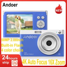 Cameras Andoer 4K Camoraire de caméra numérique Camcondette 50MP 2,88 pouces IPS Screen Focus Auto Focus 16x Zoom Builtin Flash avec baguette de sac de transport