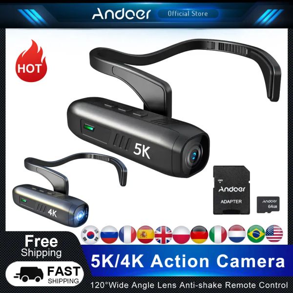 Cámaras Andoer 5K/4K Cámara de acción 30 fps Camina de cámara Wifi Wifi Cámara web Cámara web Control de la aplicación antishake para video Sports Vlog Vlog