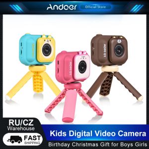 Cámaras Cámara digital de cámaras Andoer Cámara de tripas con cámara Trípode Mini 1080p 48MP Doble Cumpleaños Regalos de Navidad para niños Niños Niños