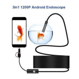 Camera's Android 8mm Micro USB Typec USB 3in1 Computer endoscoop IP68 1200P Borescope Tube Waterdichte USB Inspectie Mini Video Camera