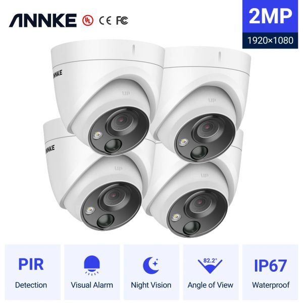 Cámaras Annke 4x Ultra HD 5MP TVI Camera CCTV Al aire libre Sistema de vigilancia de seguridad de seguridad blanca al aire libre.