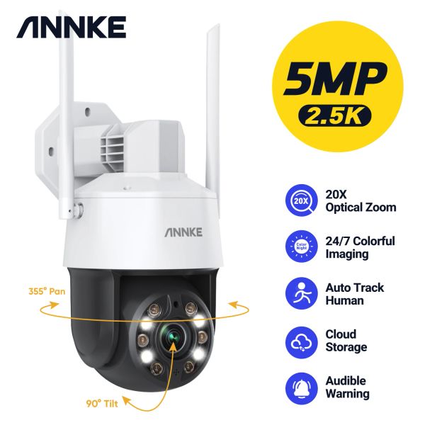 Cameras Annke 5MP 20X OPTICE ZOOM WIFI Smart Home Security Camera Ai Human Detection Auto Tracking, Twoway Audio PTZ Camera FullColor