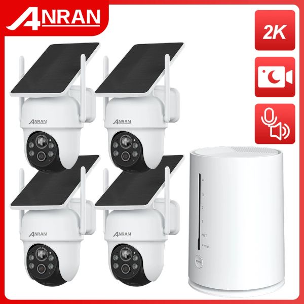 Cámaras Anran 2k Kit de cámara de batería solar Wireless Wireless 360 ° PTZ Vigilancia Securidad Cámara Cámara Conjunto de cámaras de detección de humanoides Alarma de sirena