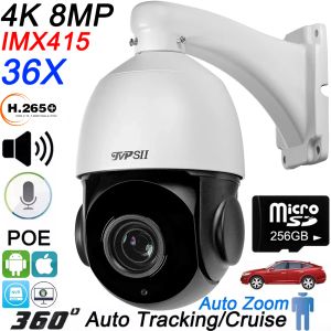 Camera's Auto Tracking 8MP IMX415 H.265+ 36X 15X Optische Zoom 360 ° Rotatie Audio Outdoor Onvif Poe Ptz Speed Dome Surveillance Camera
