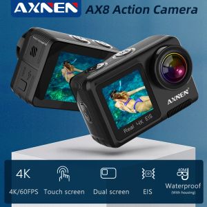 Cameras AXNEN AX8 ACTION CAME 4K 60FPS EIS RECROST VIDEO 20MP Ultra HD Double affichage 2 pouces tactile webcam webcam Sports Cam