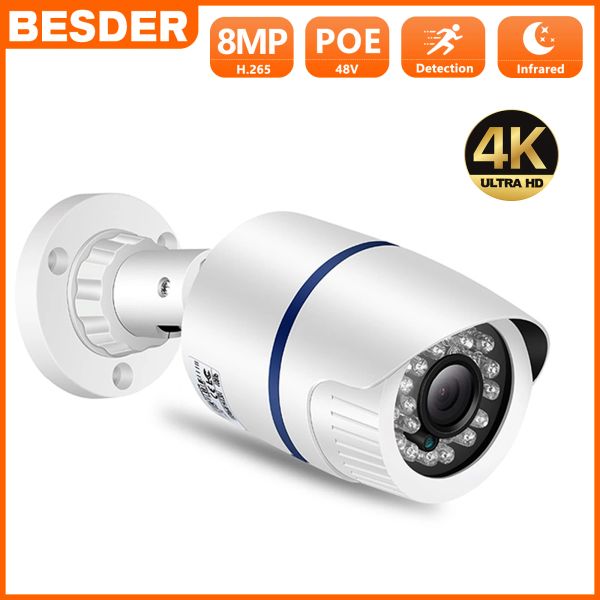 Cameras Besder 5MP 4MP Bullet Audio IP Camera 2MP Infrared Night Vision CCTV OUTDOOR VIDEO SUPPRIMANCE MINI CAMERIE XMEYE DC 12V / 48V POE