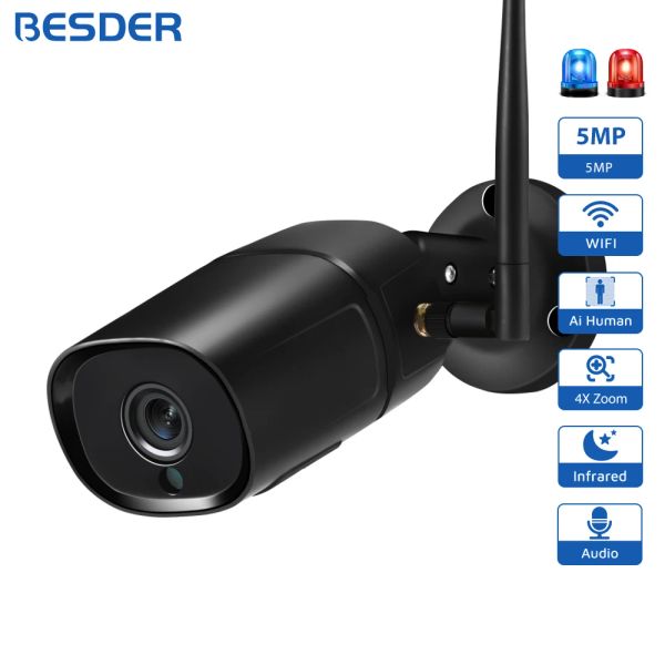 Cameras Besder 5MP Bullet WiFi Caméra Auto Tracking Outdoor 4MP Security IP CAMARA 1080P CCTV SURVEILLANCE CAMERA IP66 ONVIF ICSEE Application