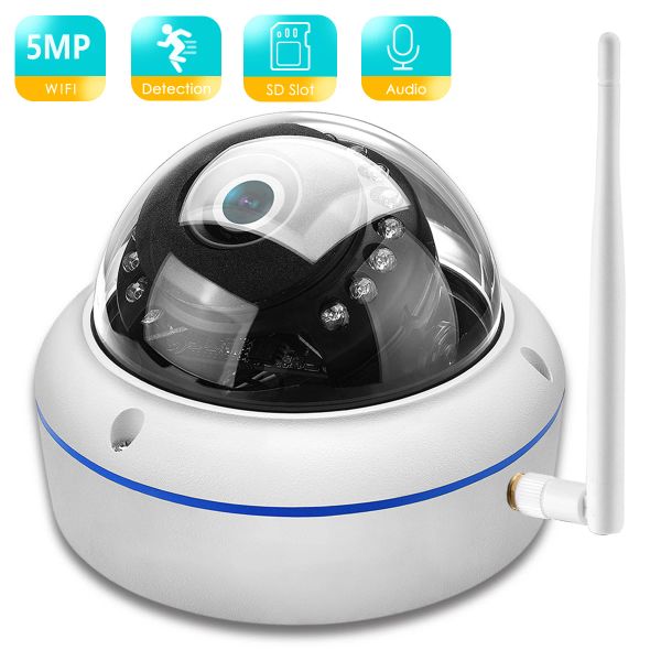 Cameras Besder 5MP WiFi Wireless Audio Home Security Version Night Camera 1080p Camera Vandalproof 128G TFCard Outdoor Dome Camera