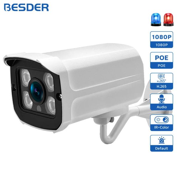 Cámaras Besder Alumder Metal Impermeable Bullet Outdoor IP Camera 720P 960P 1080P Cámara de seguridad CCTV 4pcs Array IR LED Video IP IP