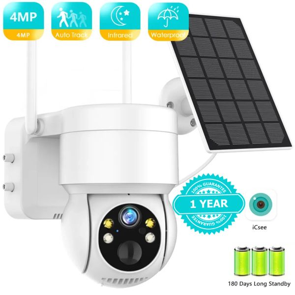 Cameras Besder WiFi PTZ Camera Outdoor Wireless Solar Ipcamera 4MP HD Bulletin Battery Video Camera