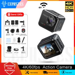 Cameras Cerastes Mini 4k / 60fps Ultra HD Action Camera V8 20MP WiFi 170D 10m Body Imperproof Casque Video Recording Caméras Sports DV CAM