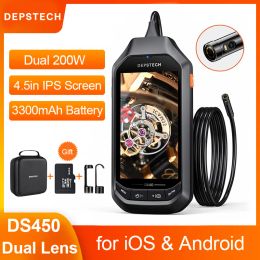 Camera's Depstech DS450 1080p Dual Lens Industrial Endoscoop Camera met 4.3 '' IPS -scherm 2MP video -inspectiecamera voor auto -rioolafvoer