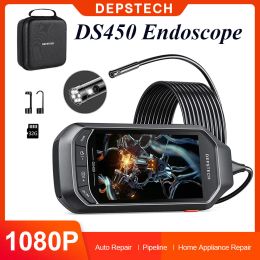 Caméras Depstech Endoscope 1080p HD Double Lens Inspection Camera 4.5 "Écran IPS Endoscope numérique de fortune avec carte de 32 Go