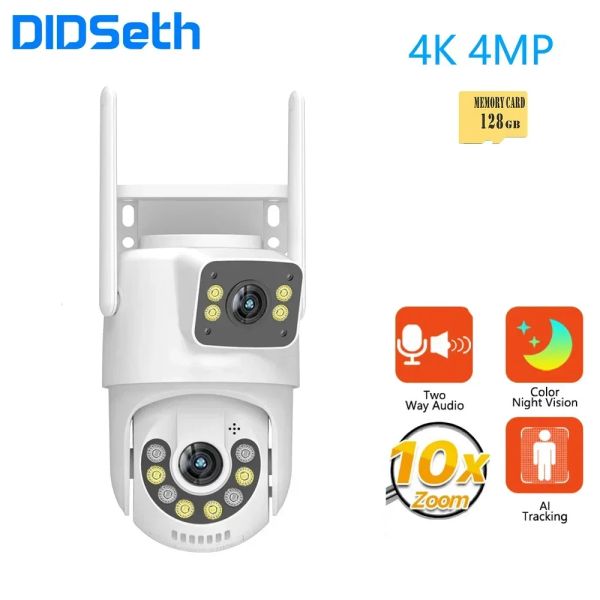 Cameras Didseth 4MP WiFi PTZ Camera Duallens Video Tenveillance IP Camera Night Vision Caméras Street Outdoor Security CCTV CAM