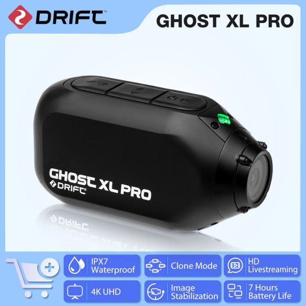 Cámaras Drift Ghost XL Pro Action Camera Sport 4K Plus Video de estabilización impermeable Wifi IPX7 para motocicleta Camina de casco Sports Sports