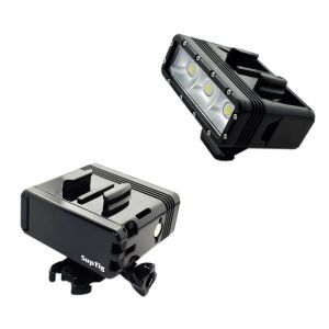 Caméras Double batterie de plongée lumière flash lumière sous-marine LEMPLE LEMPLE LED pour GoPro Hero Max 10 9 8 7 6 5 4 Session 3 + Insta360 R x2 ACCESSOIRES