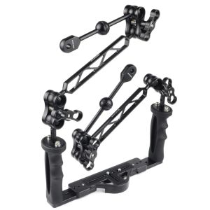 Camera's Dual Handgreep Handheld Stabilisator Duikbak Grip met Double Ball Light Arm en YS Head Ball Clip voor onderwatercamerabehuizingen