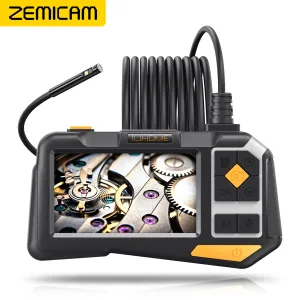 Cámaras Endoscopio de cámara de lente dual 4.5 '' Pantalla IPS HD1080P 8/5.5/3.9 mm Mini Borescope industrial 9 LED IP68 Cable rígido impermeable P80