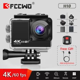 Caméras Eis Antichelake Action Camera FCCWO H10 4K / 60FPS 20MP WiFi 2.0 "LCD 170D Casque de came à distance imperméable Vedio