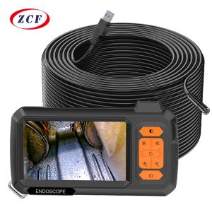 Caméras Endoscope Caméra 4,3 pouces écran remplaçable de 1100 mètres Câble rigide HD1080p 8 mm Inspection de tuyau de l'objectif LED de forage USB 2600mAh